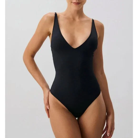 Berlook One Piece Swimsuit Black XS Extra Small Corset Lace Up Back NEW NWT Bag